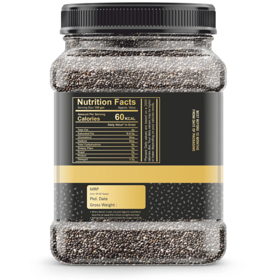 Raw Chia Seeds | Superfood for Weight Loss & Digestion | 250g | High Fiber 1