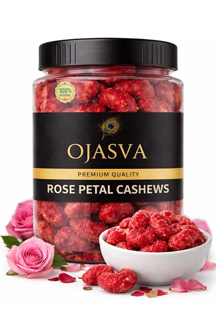 Ojasva Rose Petal Flavoured Cashew | Premium Flavoured Kaju.